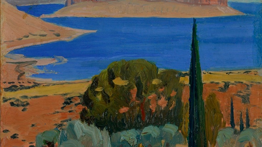Landscae of Monemvasia by Greek artist Konstantinos Maleas