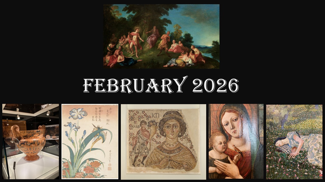 Collage titled ‘February 2026’ featuring artworks from different periods of art.