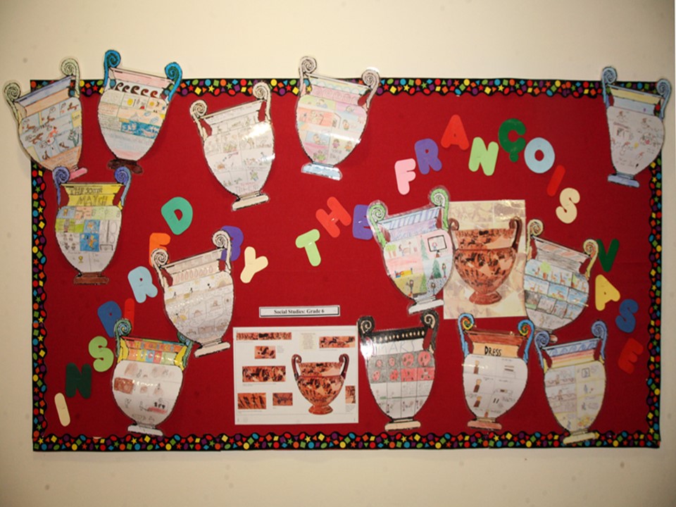 François Vase: Student bulletin board exhibition for Grade 6 Social Studies at Pinewood, The American International School of Thessaloniki.