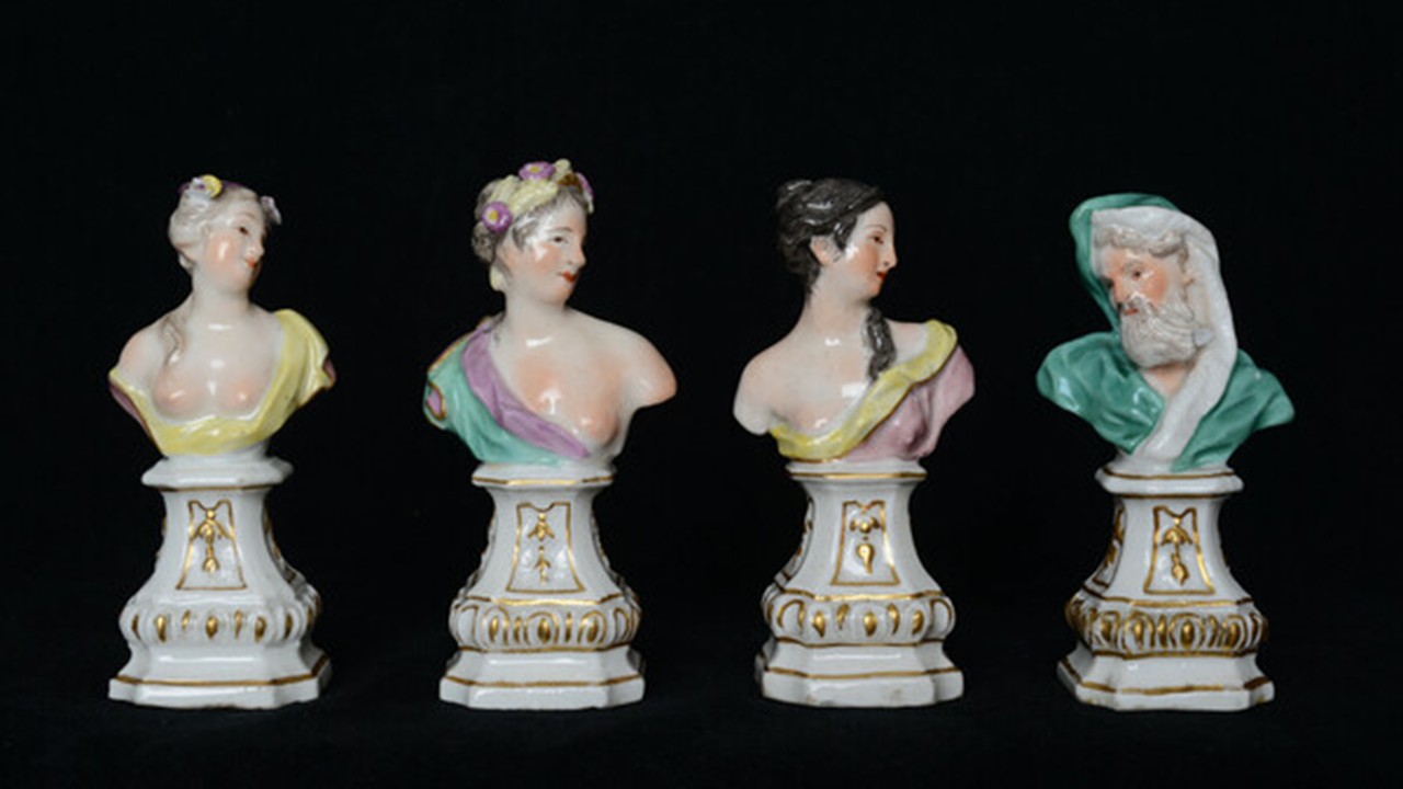 Meissen porcelain Four Seasons personifications, c. 1755, hard-paste polychrome busts, Musei Capitolini, Rome