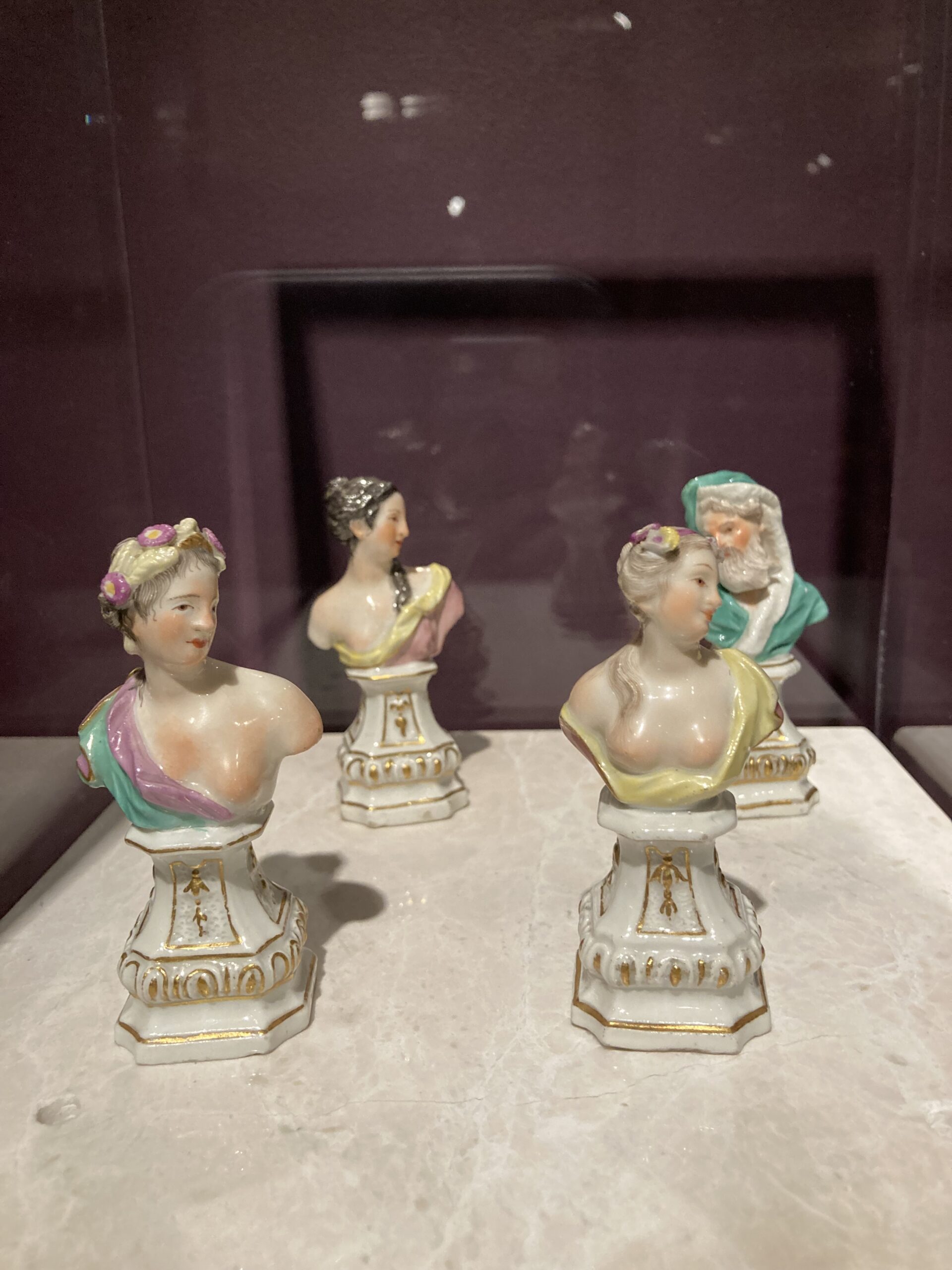 Meissen Workshop, Personifications of the Four Seasons, c. 1755, hard-paste porcelain with polychrome enamel decoration, Musei Capitolini, Pinacoteca Capitolina Cini, Rome.